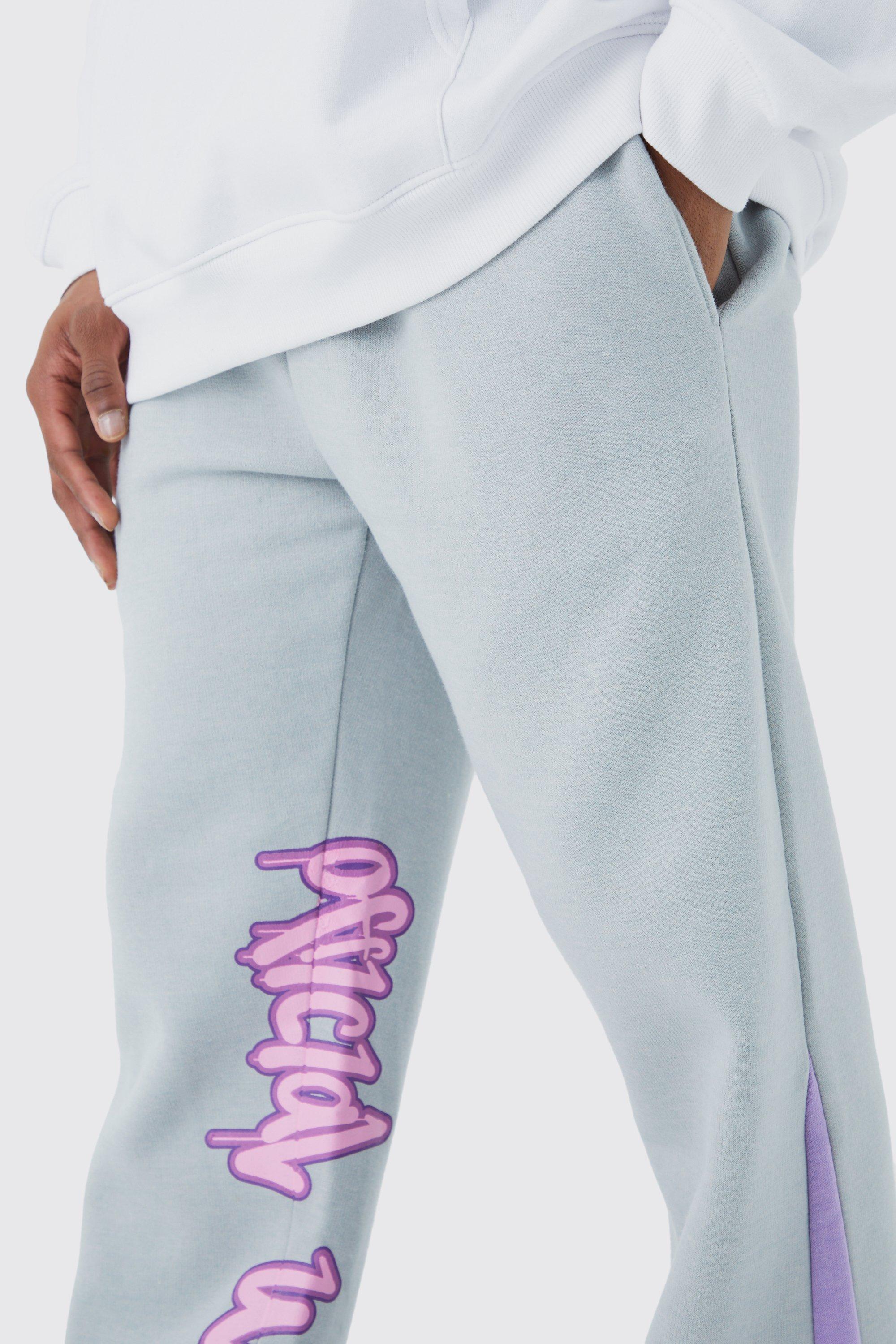 Graffiti Print Gusset Panel Joggers boohoo